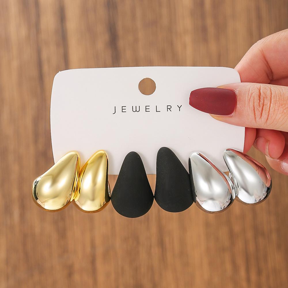 Fashion Earrings Versatile Premium French Smudge Color Niche Resin Earrings Set Irregular Square Earrings