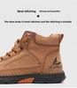 Large Size Men'S Pu Leather Boots, Men'S Fashion Hand-Stitched Ankle Boots Flat-Bottomed Lace-Up Casual Shoes