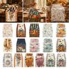 Farmhouse Style Table Decor Fall Runner, 13x72 Inch Pumpkin Maple Leaf Print Seasonal Autumn Waterproof Runner for Dining Thanksgiving Kitchen