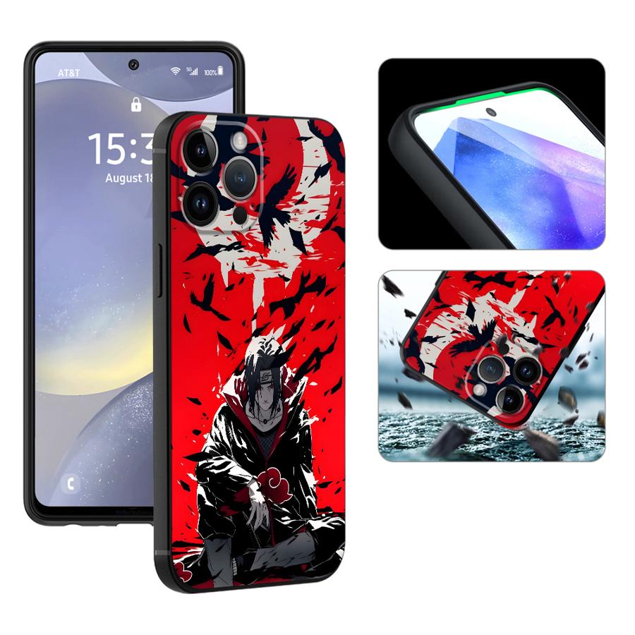 Case for iPhone 15 16 14 Plus 7 8 13 12 11 17 Pro Max XS Max XR 17Air Black Soft Phone Cover Cool Uchiha Itachi