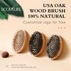 Oak Wood Hair Brush Soft Boar Bristle Nylon Needle Wooden Hair Airbag Brush Scalp Massage Wood Brush and Comb Without Handle