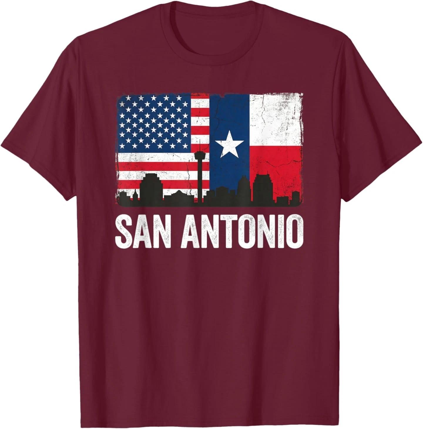 San Antonio Texas Skyline Flag Graphic Design T-Shirt M