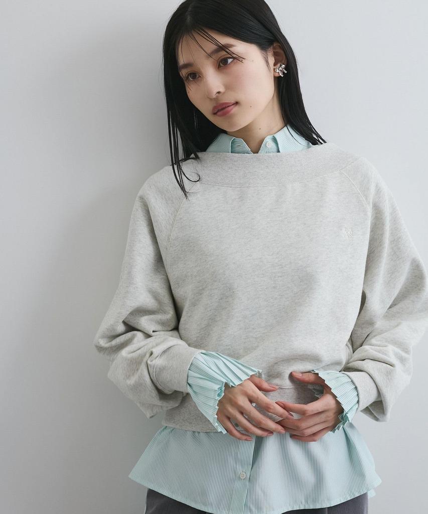 Shoulder Chest Embroidered Sweatshirt Natural Color F [BIS] 2-Way One-Off Pullover, Women's, BVM15140, (16),