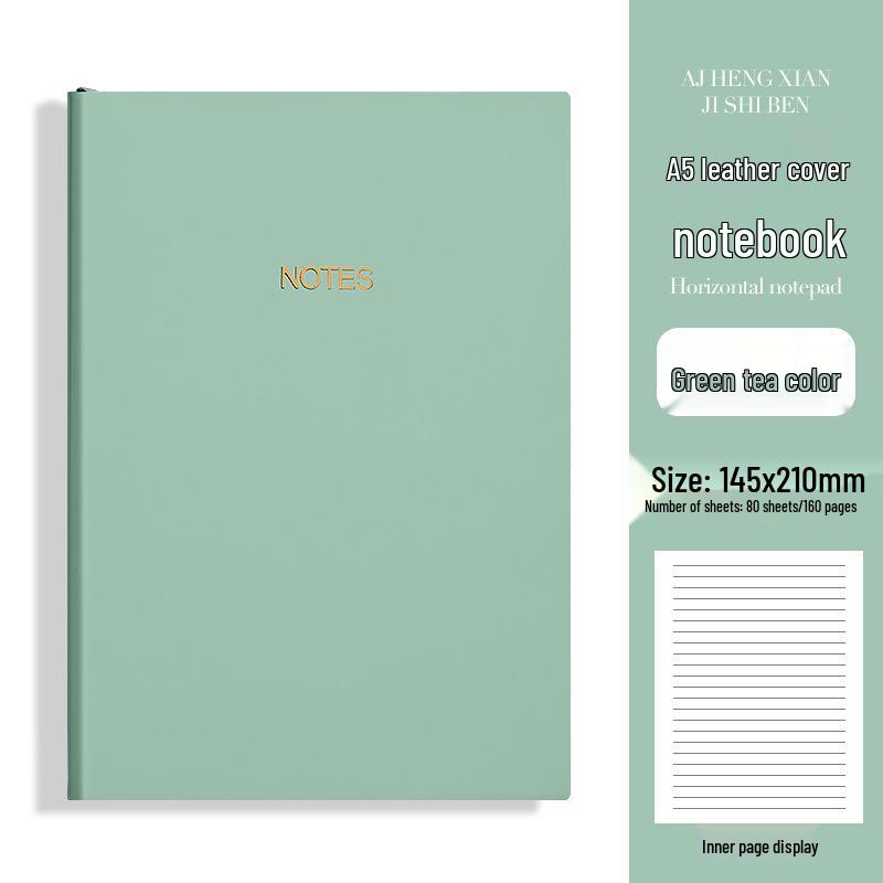 Morandi Color A5 Soft Cover Leather Notebook with Skin-Feel Surface for Students.