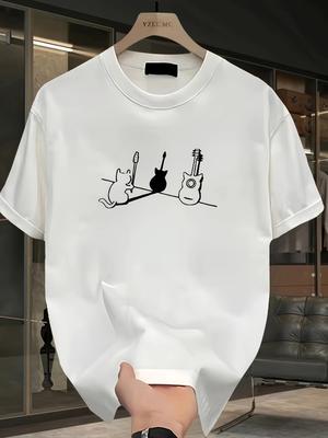 Herren Sommer 100% Baumwolle Modisch Lässig Sportlich Locker Trendige Marke Muster Bedruckt Rundhals Kurzarm T-Shirt Top