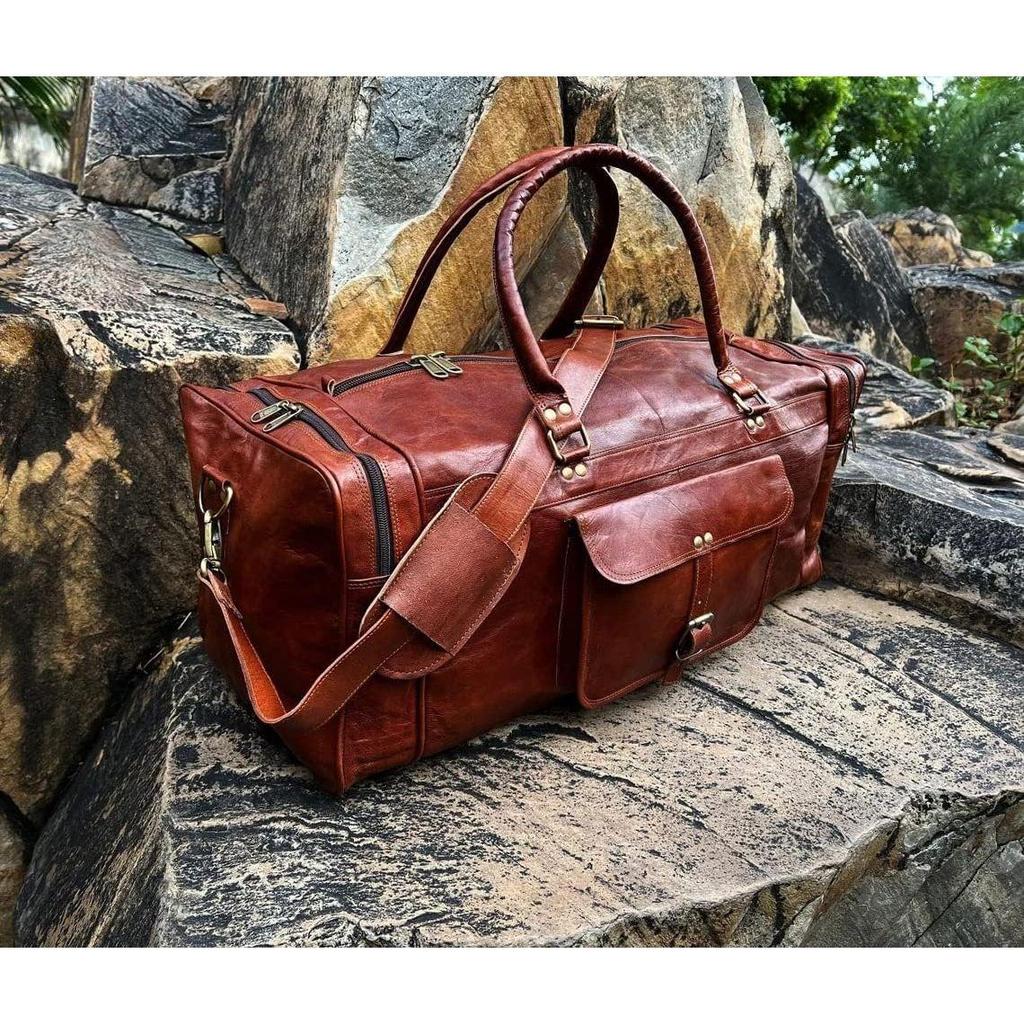 Large 24 inch duffel bags for men holdall leather overnight gym sports Oversized Travel Duffel Bag Genuine Leather Weekend bag Overnight Carryon