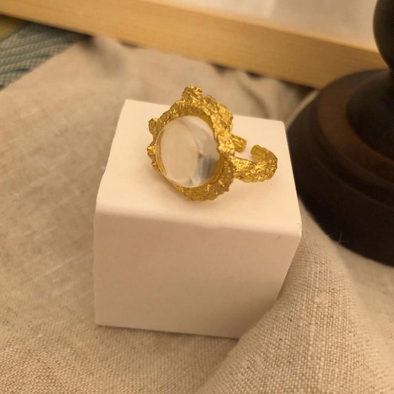 Elegant Style French 925 Silver Open Adjustable Ring With Unique Design Geometric