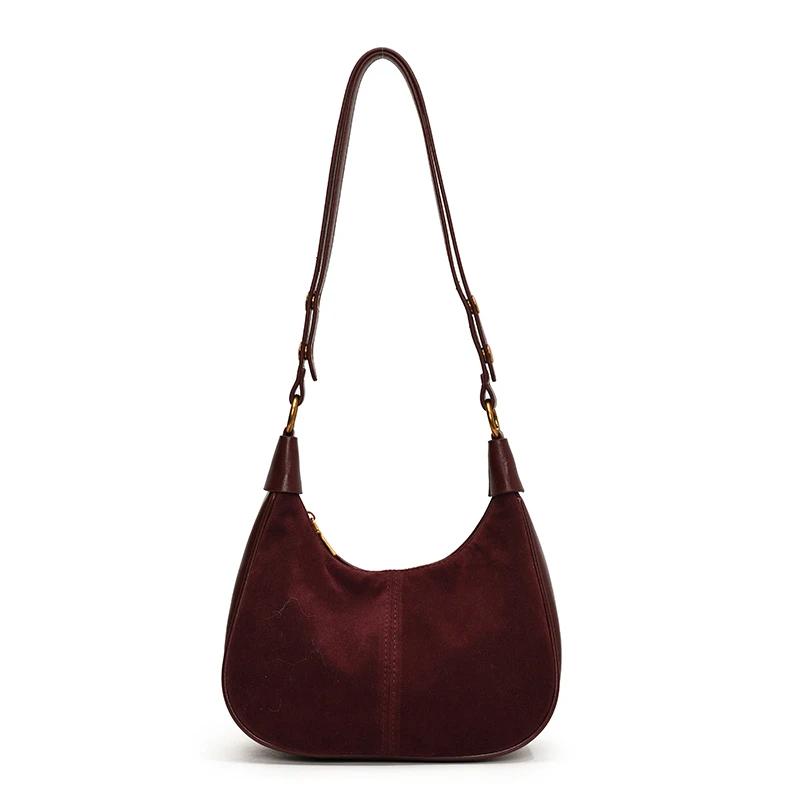Bolsos cruzados de PU sólido de media luna, nueva moda, alta calidad, ligeros, novedosos, sensación avanzada, bolsos de hombro retro británicos