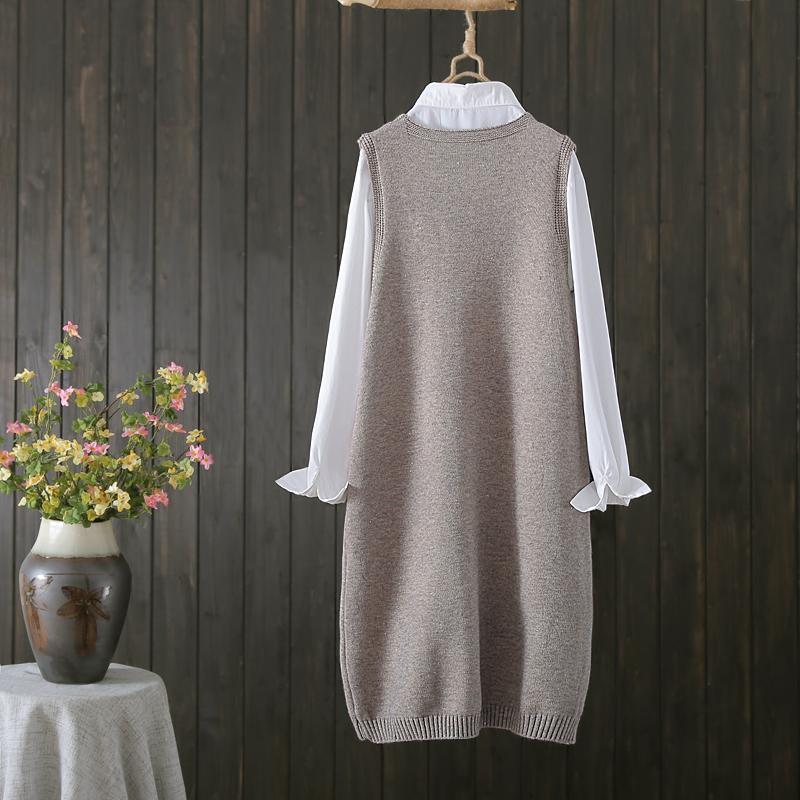 Women Knitted Vest Women Autumn and Winter Korean Versatile Casual Camisole Medium Length Sleeveless Sweater Vest Female