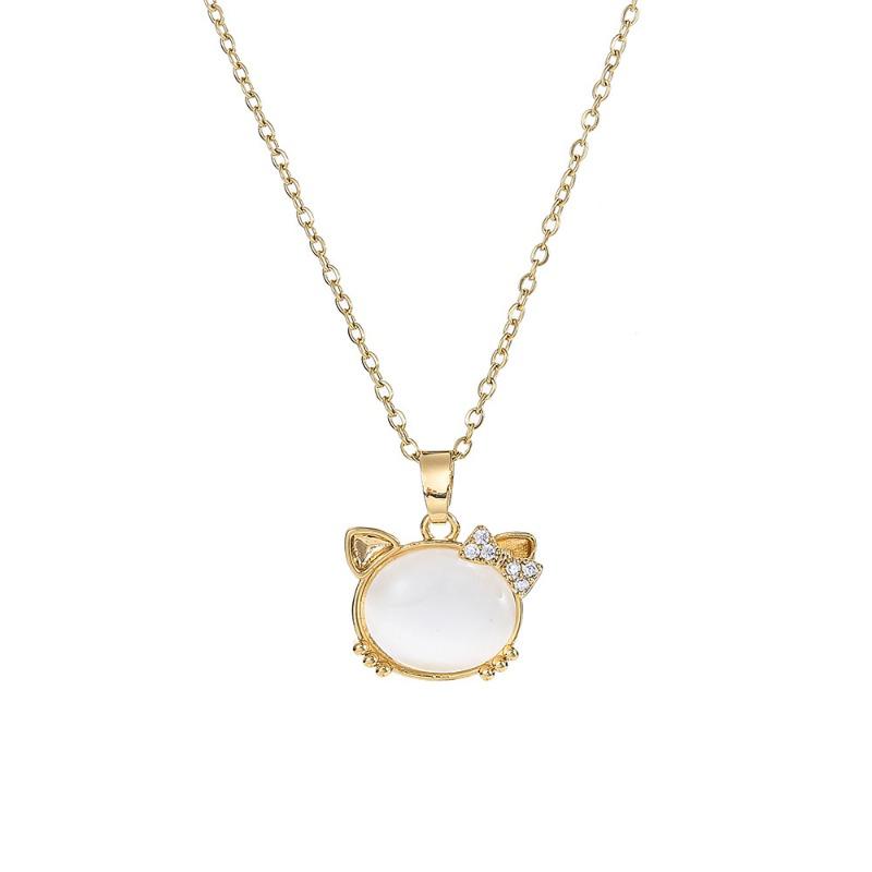 Cat Bow Zircon Inlaid Clavicle Chain Necklace For Women