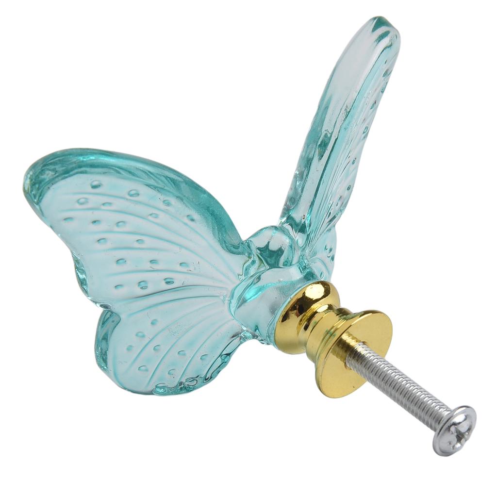 Dresser Butterfly Pulls Stylish Vintage 1 Pcs 25g 6cm*4.9cm/2.3in*1.9in Beautiful Easy Installation Glass+metal