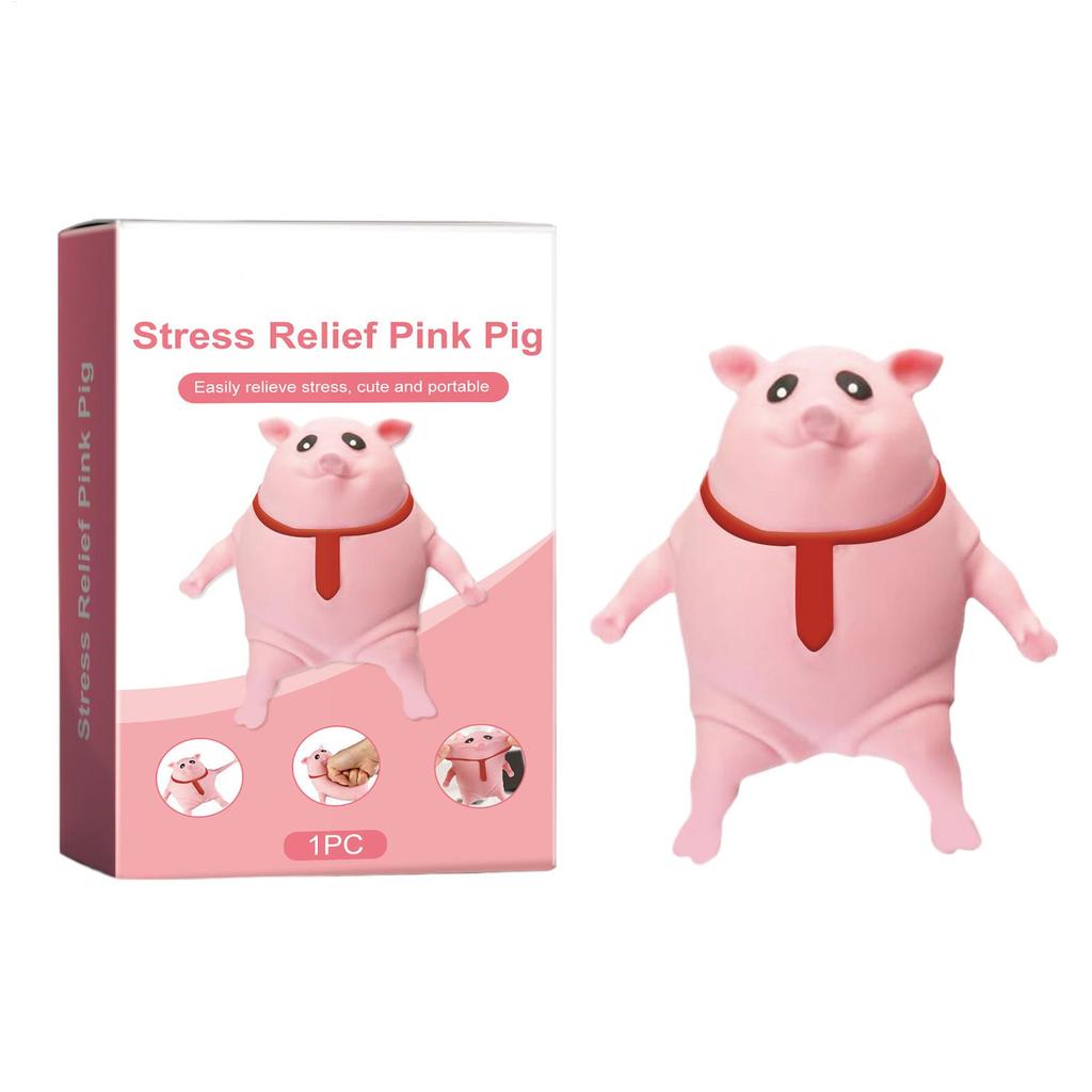 Cute Farm Animal Squeeze Toy, Rubber Red Tie Design Pinching Doll Decom&pression toys, Kids Stress Relief Animal Model Gift