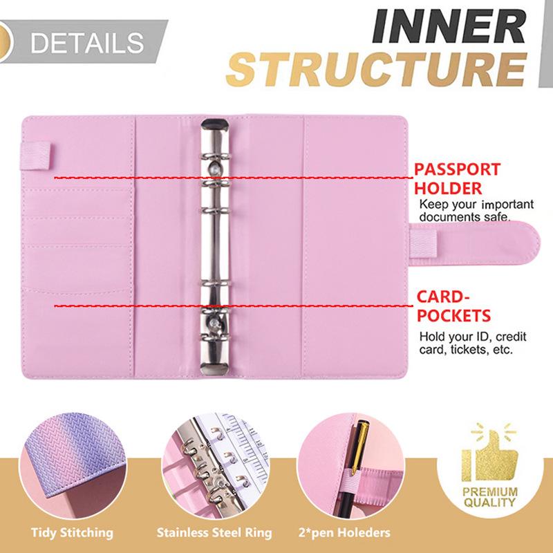 Gradient Stripe Loose-Leaf Planner - Trendy Student Notes Book