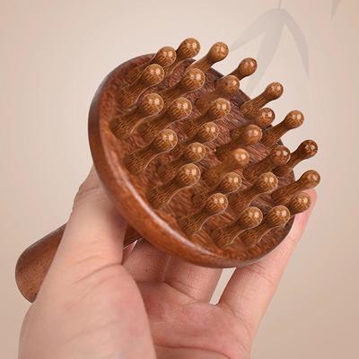 Portable Sandalwood Gua Sha Massage Brush Head Neck Abdominal Leg Body Meridian Massager Wooden Massage Tools