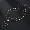 New 2Pcs/Set Cross Long Pearl Tassel Necklace for Women Simple Gold Color Multilayer Pendant Necklaces Set Fashion Party Jewelry