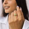 Lustrous Peridot Ring , Sterling Silver and Genuine Peridot Rings for Women, Green Round Gemstone Ring, August Birthstone Ring for Gifting