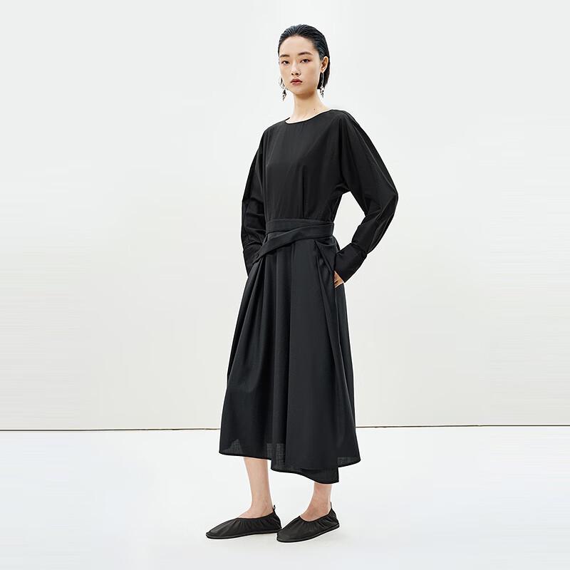 

LESS 2025 Spring X-Shape Casual Round Neck Long Sleeve Dress L