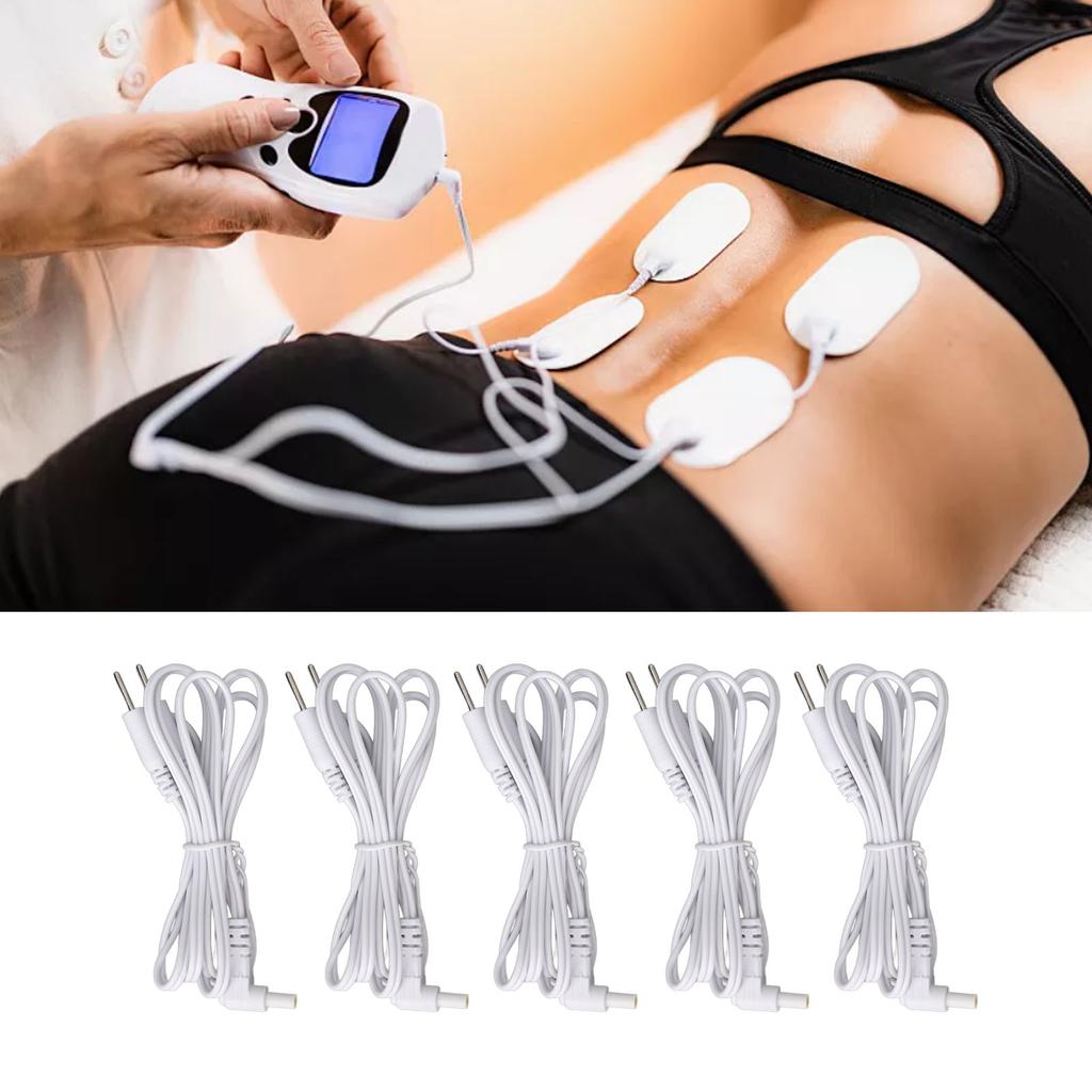 5pcs Replacement Electrode Wires 2.35mm 2 Pin Connector Electrodes Lead Wire for TENS Massager White
