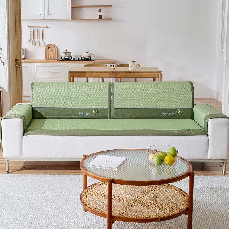 PE Rattan Mat Sofa Cushion Summer Sofa Mat Cushion Cover Ice Silk Non-slip Summer Embroidered Sofa Mat Cover