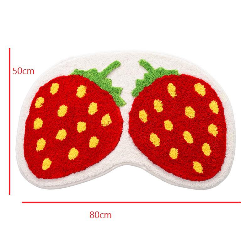 Strawberry Bathroom Rug Absorbent Non-Slip Cherry Peach Fruit Shaped Doormat Bathtub Plush Shower Rug Washable Home Decor Carpet
