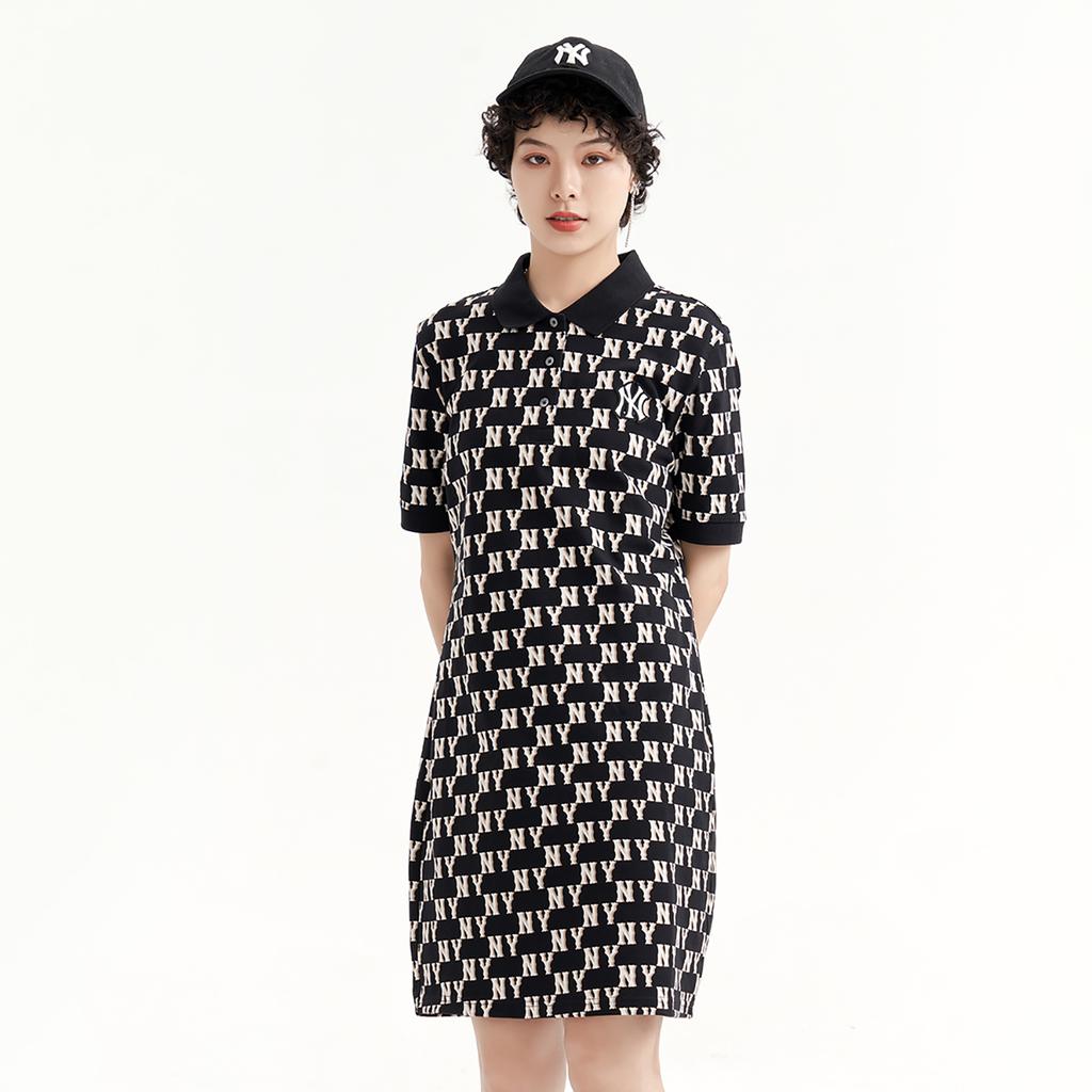 New MLB Short Sleeved Dress Women's Black 3FOPM0233-50BKS