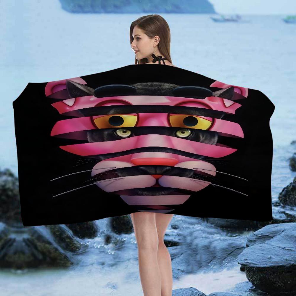 The P-Pink P-Panther Anime Beach Swimming Towel Soft Absorbent Washcloth Children's Gifts for Kids Travel Camping Gym