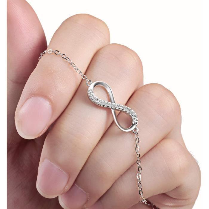 Bracelet pour femme bijoux en argent sterling zircone cubique 925 pour femmes, infinity infinity symbol infinity love bracele[A2]