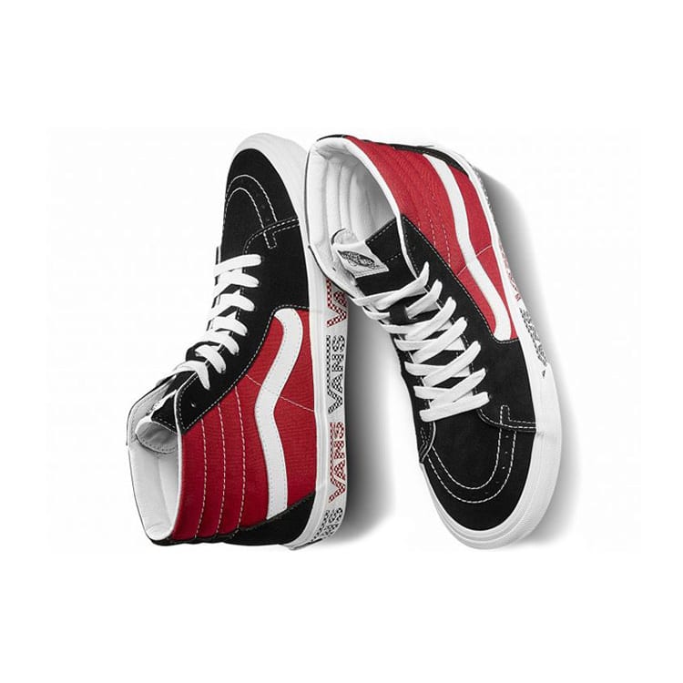 Vans SK8 HI Logo na bočnici Černá Závodní červená Semišové Skateboardové boty 'Black Racing Red' VN0A4BV6SXX