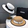 Flat Top Straw Hat Children's Summer 2025 New Straw Top Hat Seaside Sunshade Sunscreen Hat Beach Sun Hat