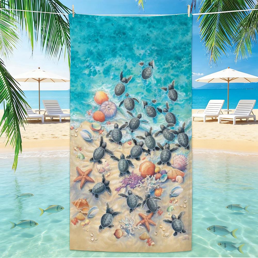 Beach Turtle Animal Printed Beach Towel, Quick Drying Absorbent Beach Towel, Outdoor Sports Swimming Beach Towel  Hair Towel