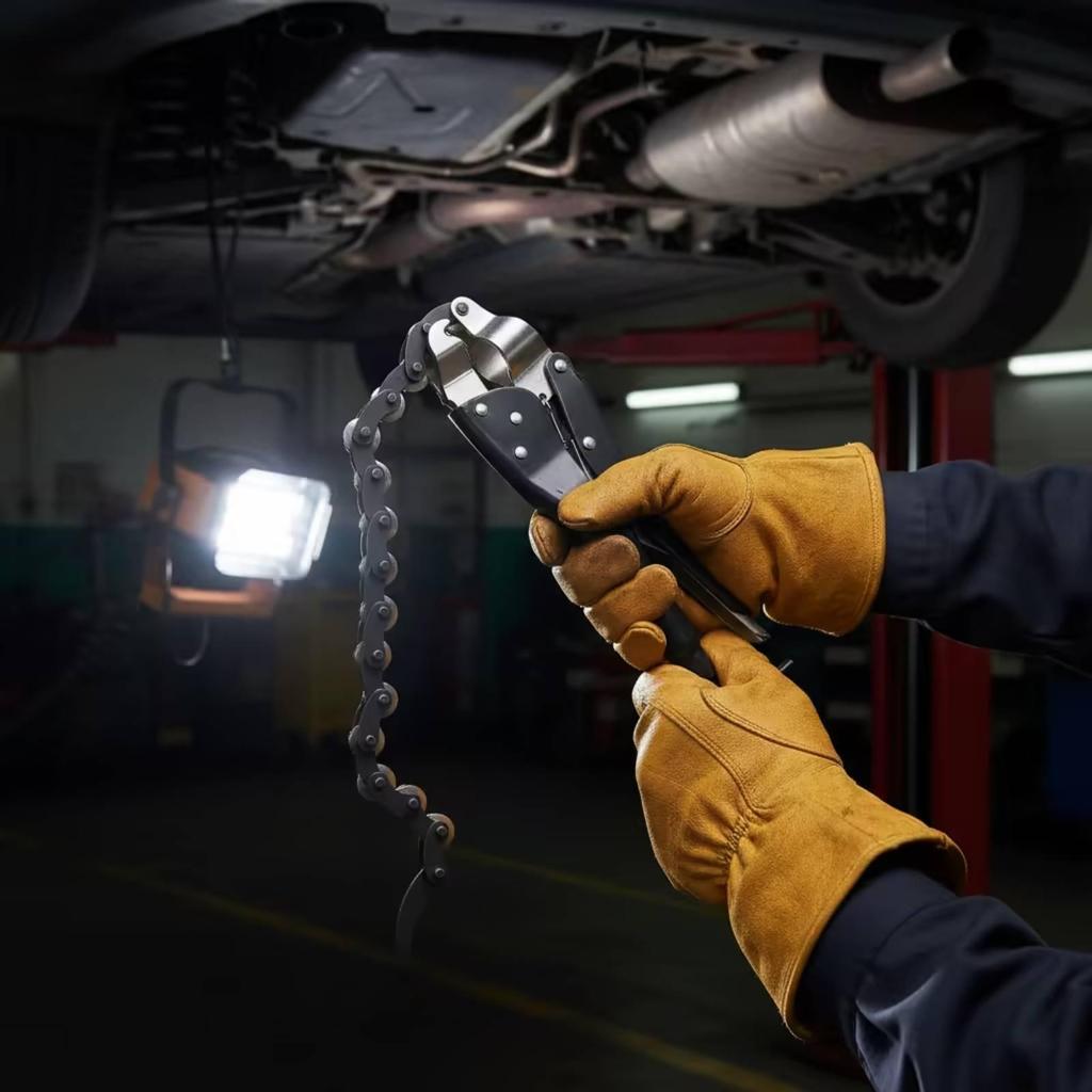 Coupe-tube d'échappement Robuste à chaîne Outil réglable pour mécaniciens, bricoleurs à domicile,