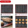 Aomily Silicone 30x40cm Two Sided In One Printing Macaroon Puff Baking Mat Non Stick Pastry Oven Cake Perforated Sheet Liner Mat