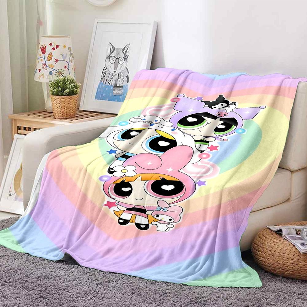 1pc Powerpuff Girls Blanket Lightweight Flannel Blanket Throw Blanket For Sofa, Bed, Travel, Camping, Livingroom, Office, Couch