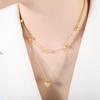 French Fashion Versatile Double-Layer Peach Heart Pendant Necklace Titanium Steel 18K Gold Retro Temperament Collarbone Chain Jewelry
