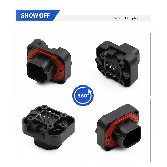 DT15-6PB Dechi type automotive waterproof connector, automotive circuit board PCB straight pin socket connector DT06-6S