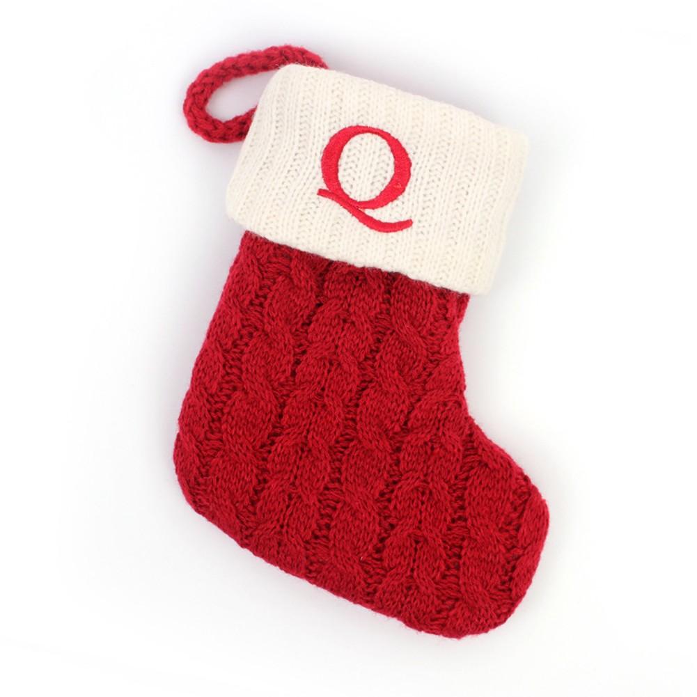 Red Christmas Socks Snowflake Alphabet/Letters Christmas Knitting Stocking Gifts