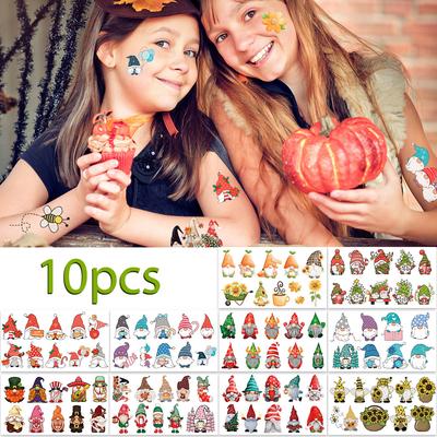 10 Blatt Cartoon Gartenelf Tattoo Aufkleber Für Hand Gesicht Körper Temporäre Dekorative Tattoo Aufkleber Kinder Festival Partyzubehör