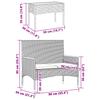 2 Seater Garden Bench with Cushions and Table Grey Poly Rattan