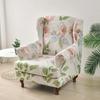 Spandex Wingback Chair Covers Stretch Wing Armchair Cover with Seat Cushion Cover Elastic Sofa Slipcover Flower Print Sofa Cover