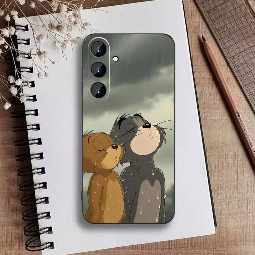 U-Tom And J-Jerry Phone Case For Samsung Galaxy A73,21,22,32,71,53,52,51,80,5G Soft Black Cover