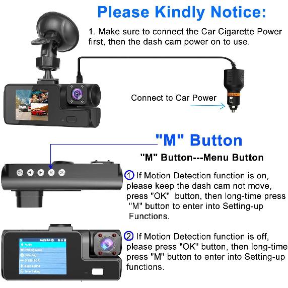 1080P Dual Dash Camera for Car Front and Inside Dashcam Car Security Video Recorder,170°Wide Angle Vehicle Cam,WDR,G-Sensor,2’’ IPS Screen,Loop