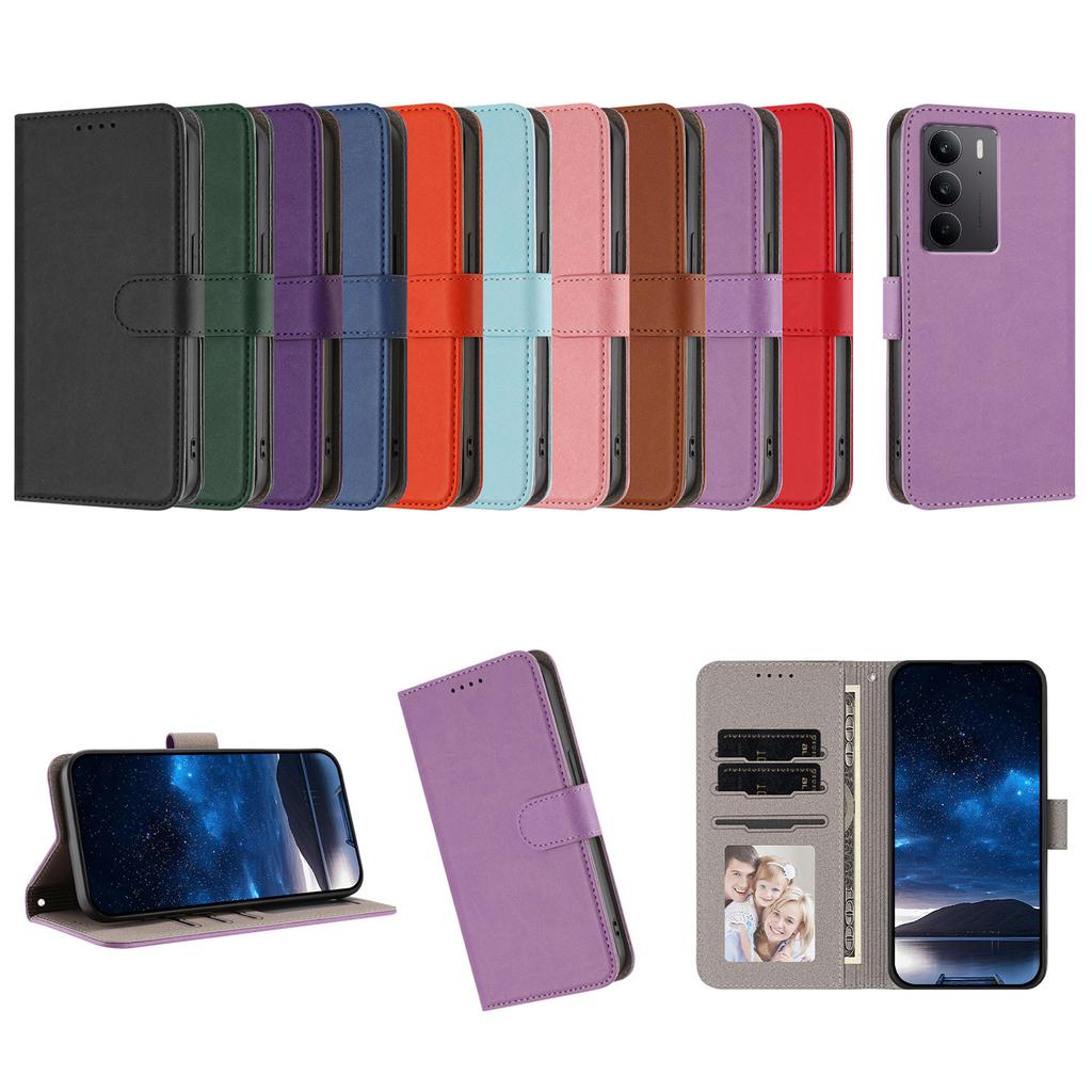 Klassische einfarbige Brieftasche Leder Flip Case für Oppo Realme C75 C71 C67 C65 C63 C61 C55 C53 C51 C33 C30S C21 C20 C17 C11 Hülle