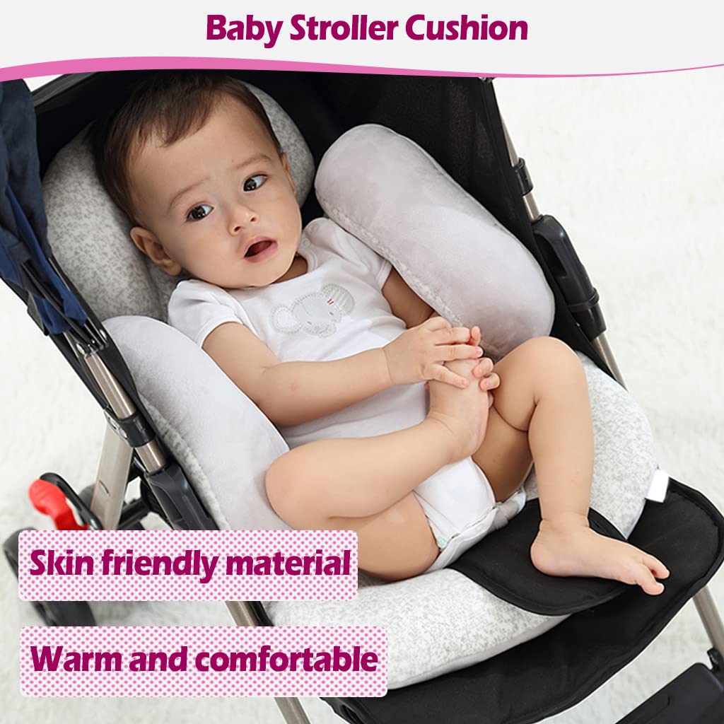Baby Stroller Cushion, Soft Baby Stroller Liner Pram Head and Body Support Cushion Washable Baby Stroller Padding Head Support Pillow for Newborn