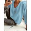 Damen Übergroßer V-Ausschnitt Drop Shoulder Pullover Lockerer Freizeit Strickpullover Mode
