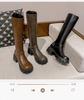Knight Vintage Fleece-Lined Knee-High Western Cowboy Buckle Boots 2024 Autumn/Winter Collection with Chunky Heels