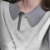 Women's Color-Block Polo Neck Wool Sweater - Autumn/Winter Loose Fit, Short Style Knit Lapel Top