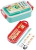 Skater Bento Trio and Antibacterial Made in TACC2AG Kids' Set, Chopsticks, Spoon, Fork, Cutlery, Easy-Open Slide-Open Design, Japan, "Bread Thief"