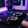 Черные флуоресцентные перчатки с принтом скелета Полиэстеровые варежки с костным принтом Хэллоуин