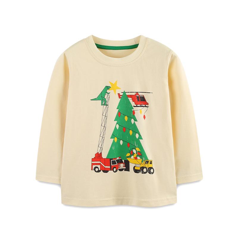 Autumn New Boys Long-Sleeve Christmas Print Pullover - European and American Style 6Y