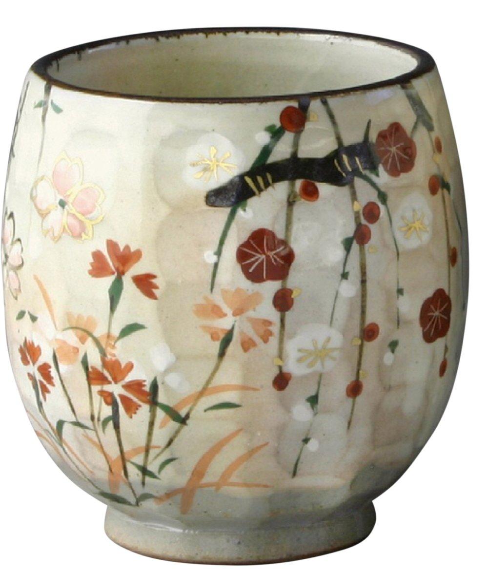 

Kyoto ware Kiyomizu ware teacup small Shunzan kiln four seasons flowers USS550-02